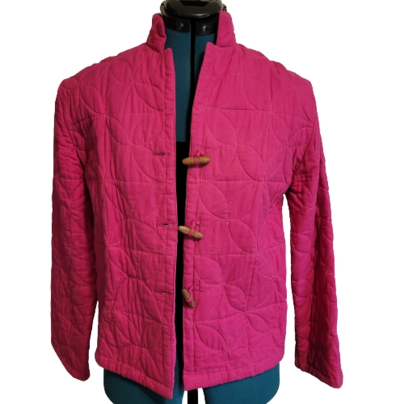 Jerry David pink women's size medium quilted toggle closure light jacket - Picture 1 of 11